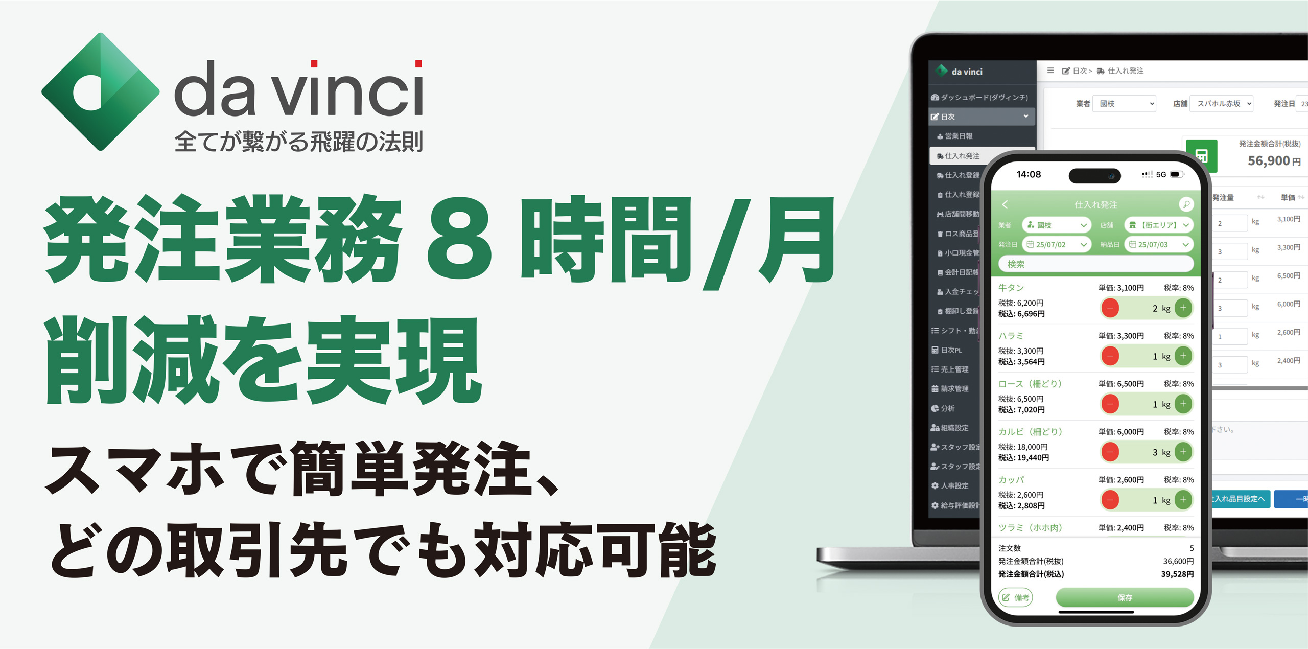 原価管理｜発注業務 8時間/月削減を実現｜スマホで簡単発注、どの取引先でも対応可能
